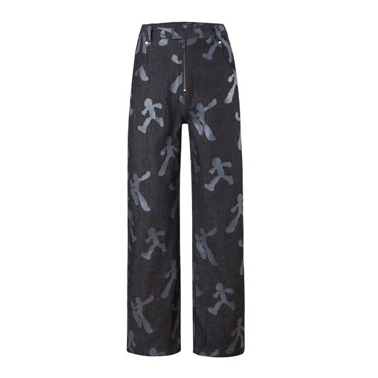 Garments Full Print Denim Pants - Poplab