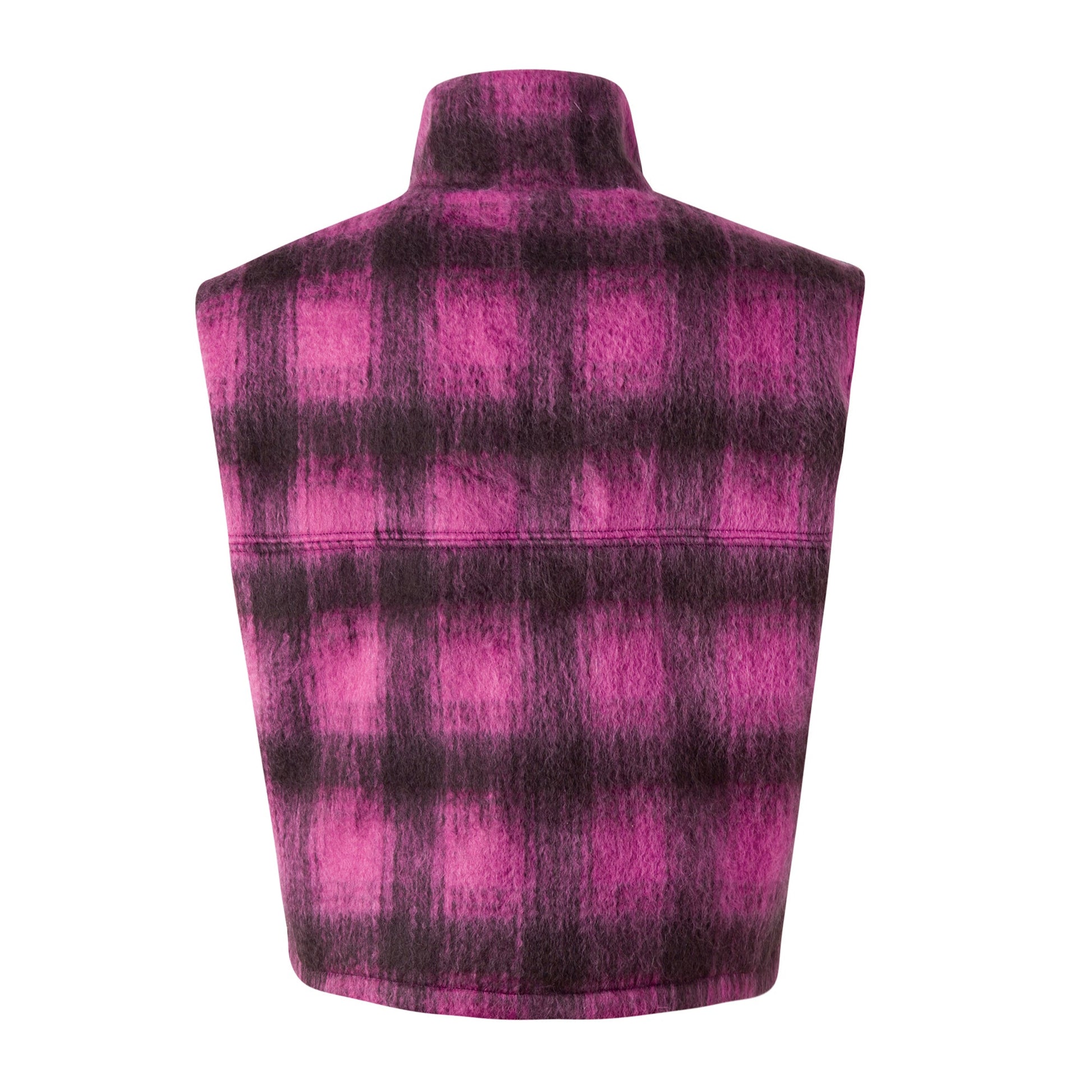 Garments Pink Wool Plaid Vest - Poplab
